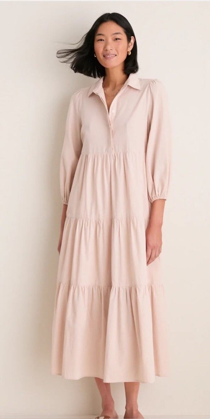 Pomander Place Sandstone Cotton Mabel Maxi Tiered Dress Sz Medium Cottage Core